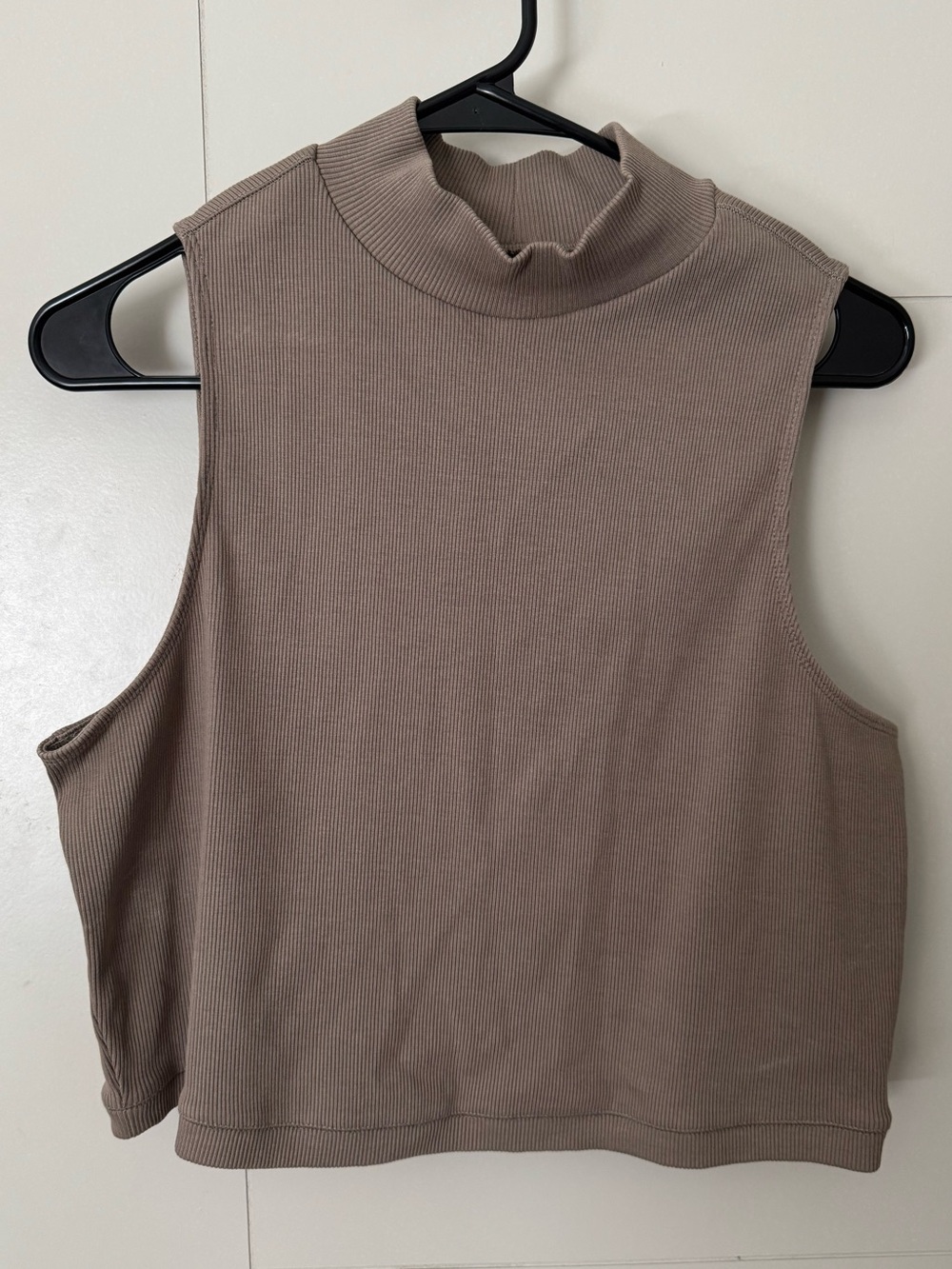 Everlane Organic Cotton Ribbed Mock Neck Tank Top - Taupe